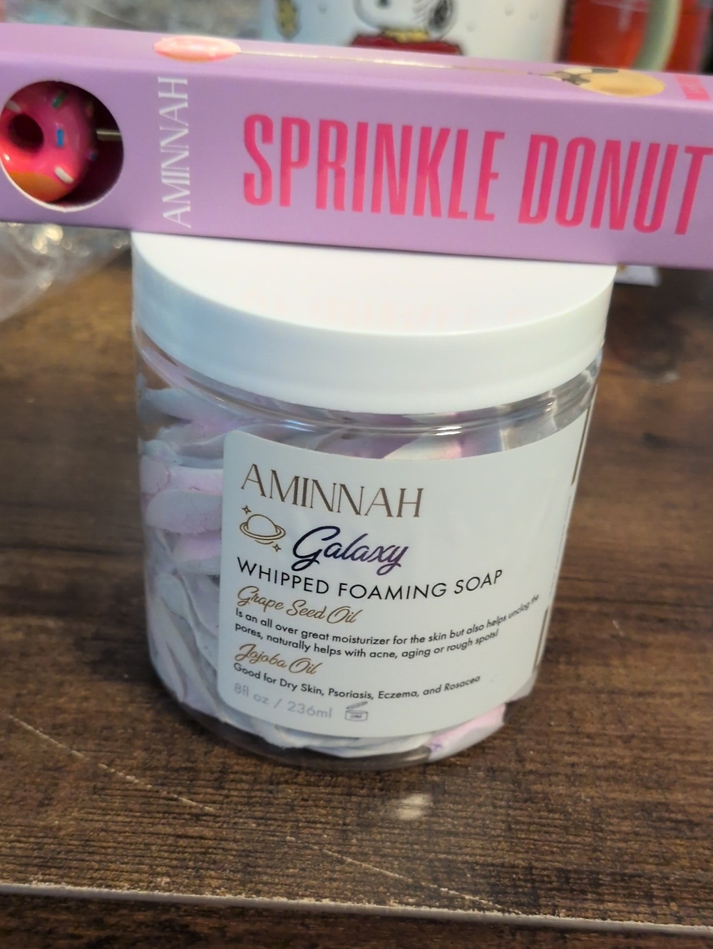 AMINNAH Galaxy Whipped Foaming Soap - With Donut Spoon Hot Pink
